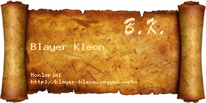 Blayer Kleon névjegykártya